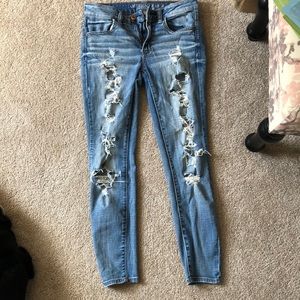 American Eagle Distressed Ripped High-Wasted Jeans